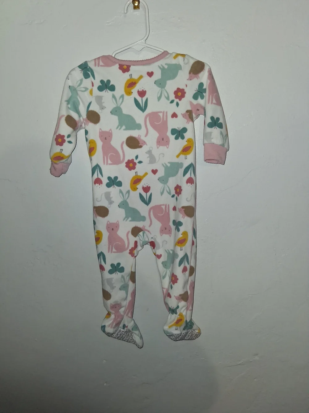 Carter's White Footed One-Piece with Pink, Yellow & Teal Animal Print